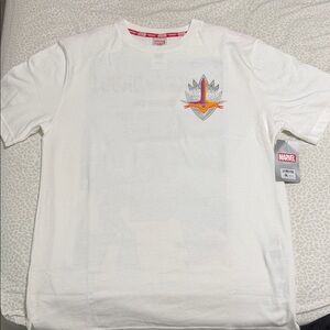 Marvel White Tee with Rocket and Groot Design